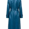 2025 Selena Gomez Blue Leather Coat