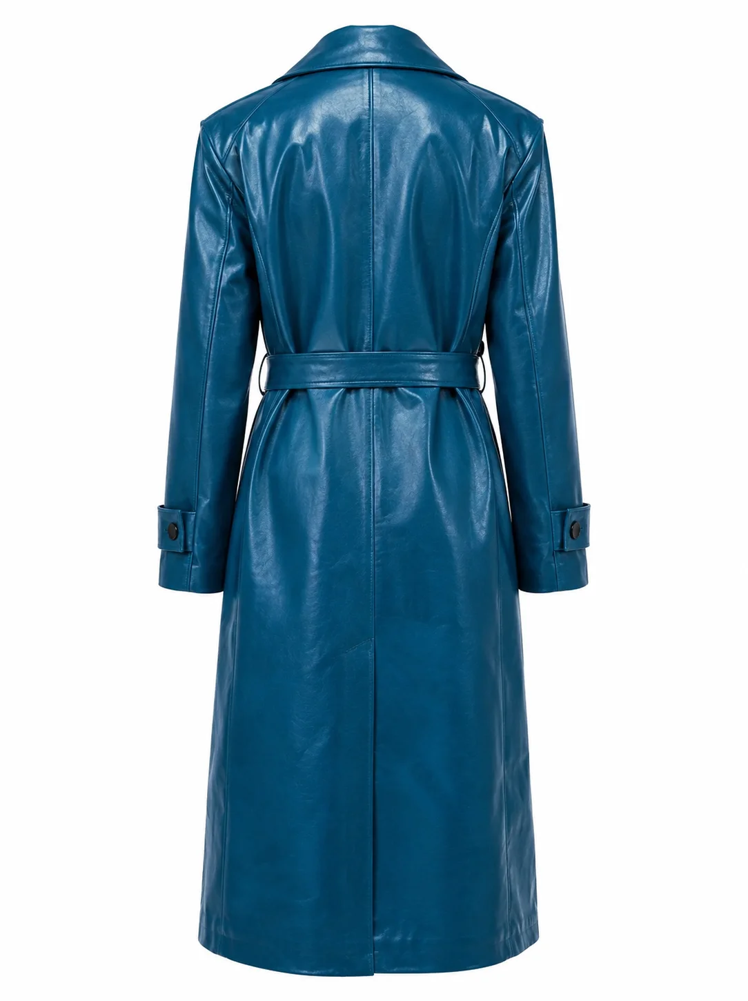 2025 Selena Gomez Blue Leather Coat