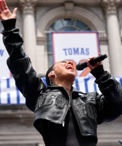 Alicia Keys Knicks Victory Parade Cropped Jacket