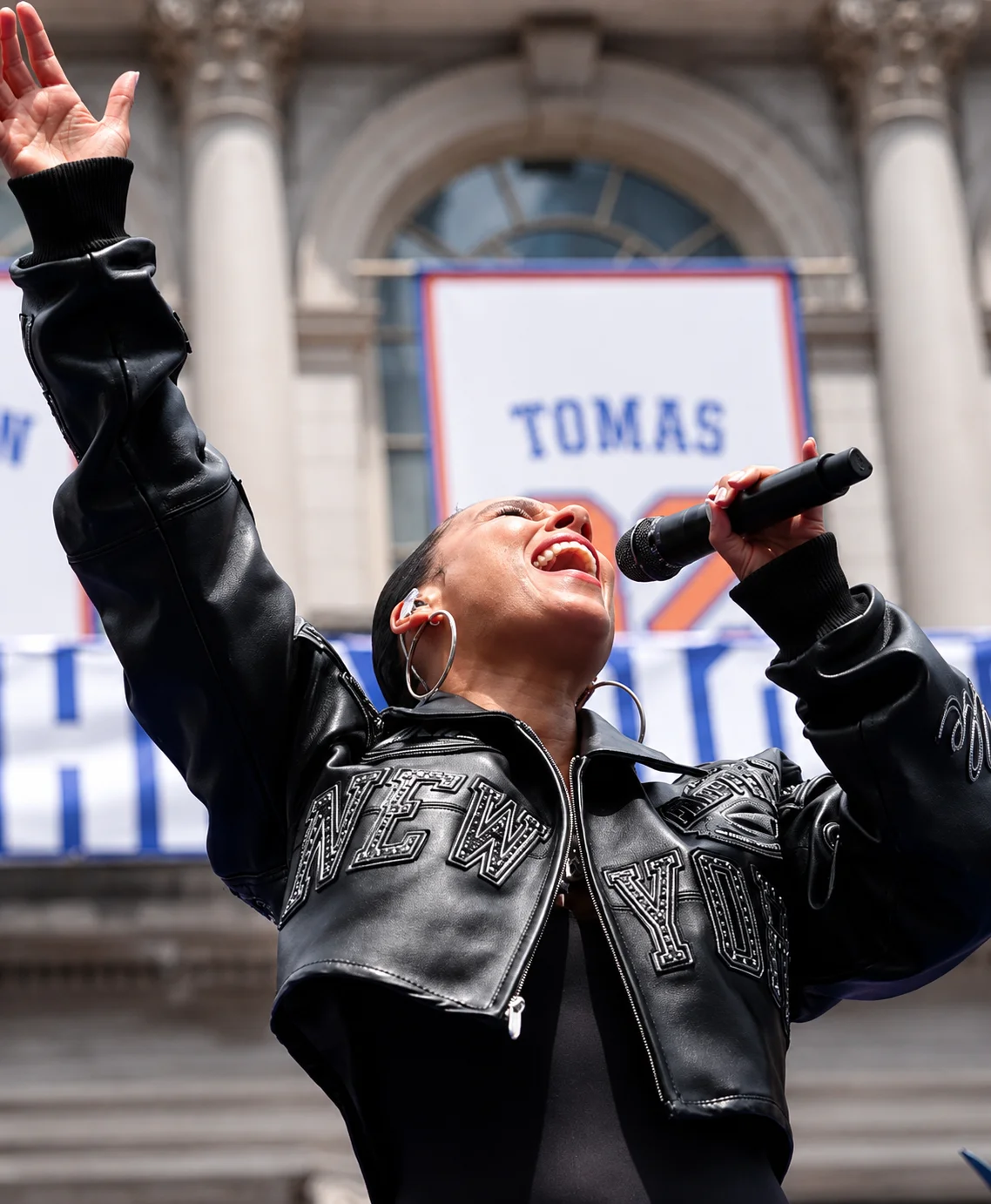 Alicia Keys Knicks Victory Parade Cropped Jacket