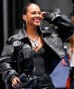Alicia Keys Knicks Victory Parade Cropped Jacket