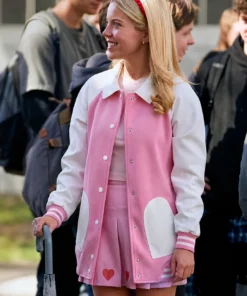 Elle 2026 Lexi Minetree PinkWhite Varsity Jacket