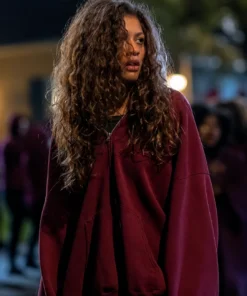 Euphoria S03 Zendaya Coleman Maroon Hoodie