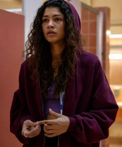 Euphoria S03 Zendaya Coleman Maroon Hoodie