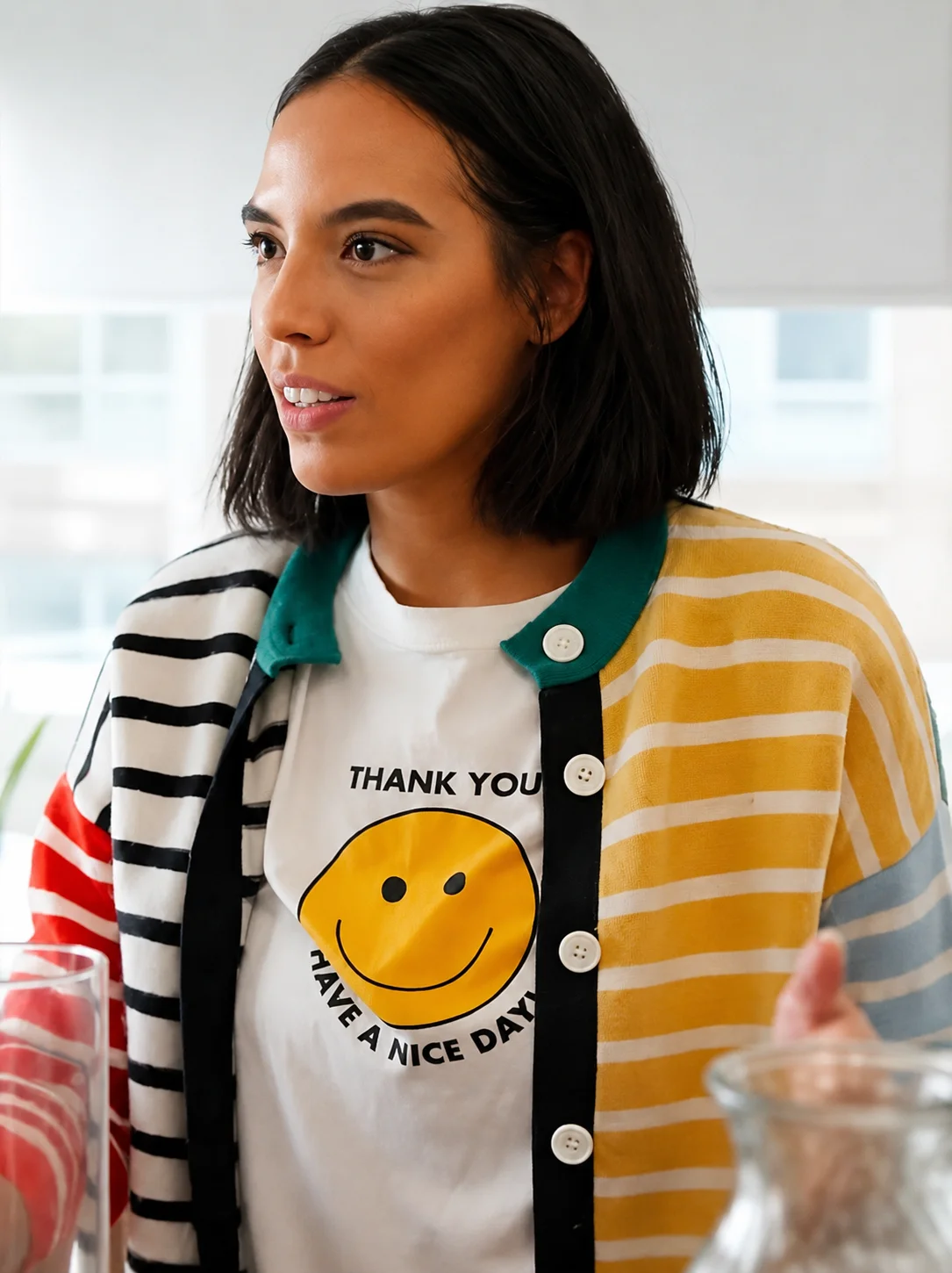 In The City 2026 Danielle Olivera Colorblock Striped Cardigan
