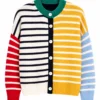 In The City 2026 Danielle Olivera Colorblock Striped Cardigan