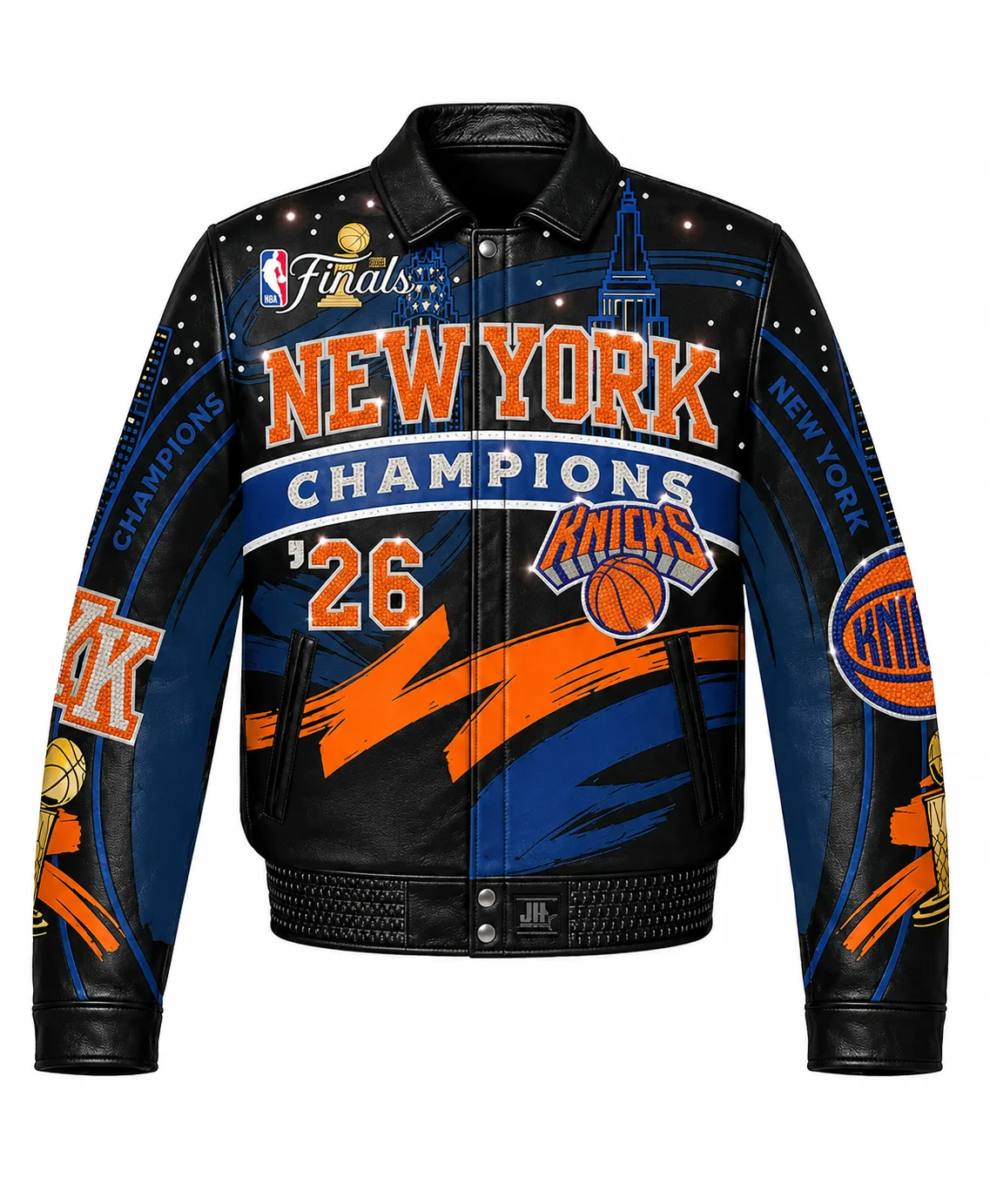 JH Design New York Knicks 2026 Champions Leather Jacket