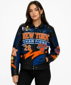 JH Design New York Knicks 2026 Champions Leather Jacket