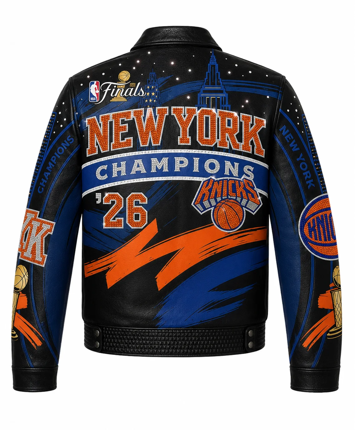 JH Design New York Knicks 2026 Champions Leather Jacket