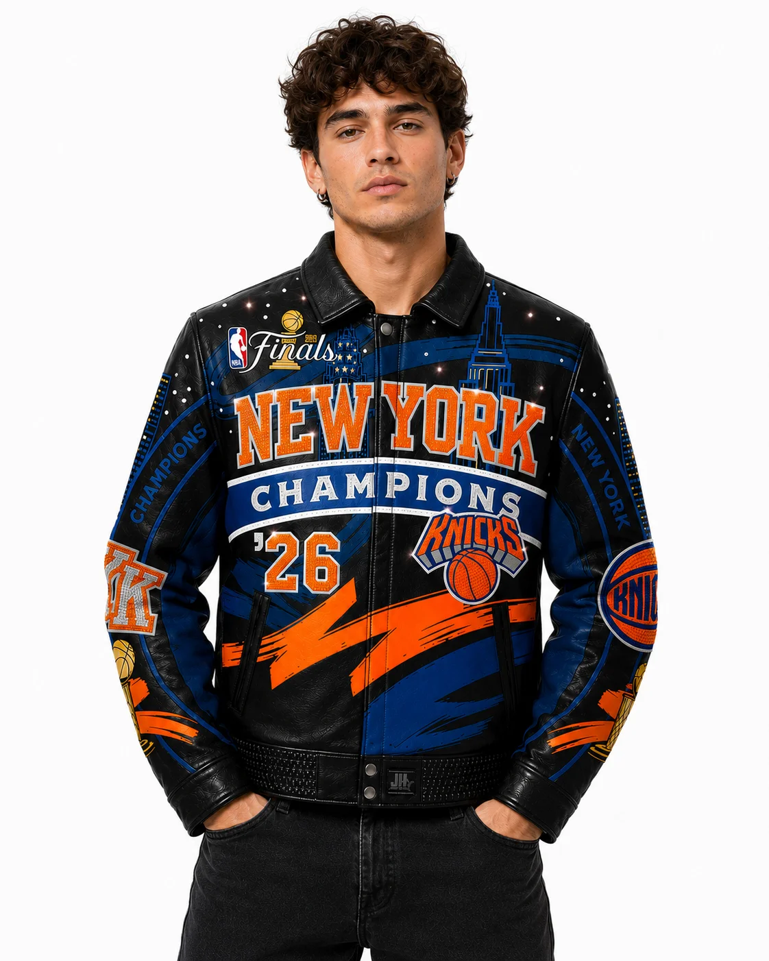 JH Design New York Knicks 2026 Champions Leather Jacket