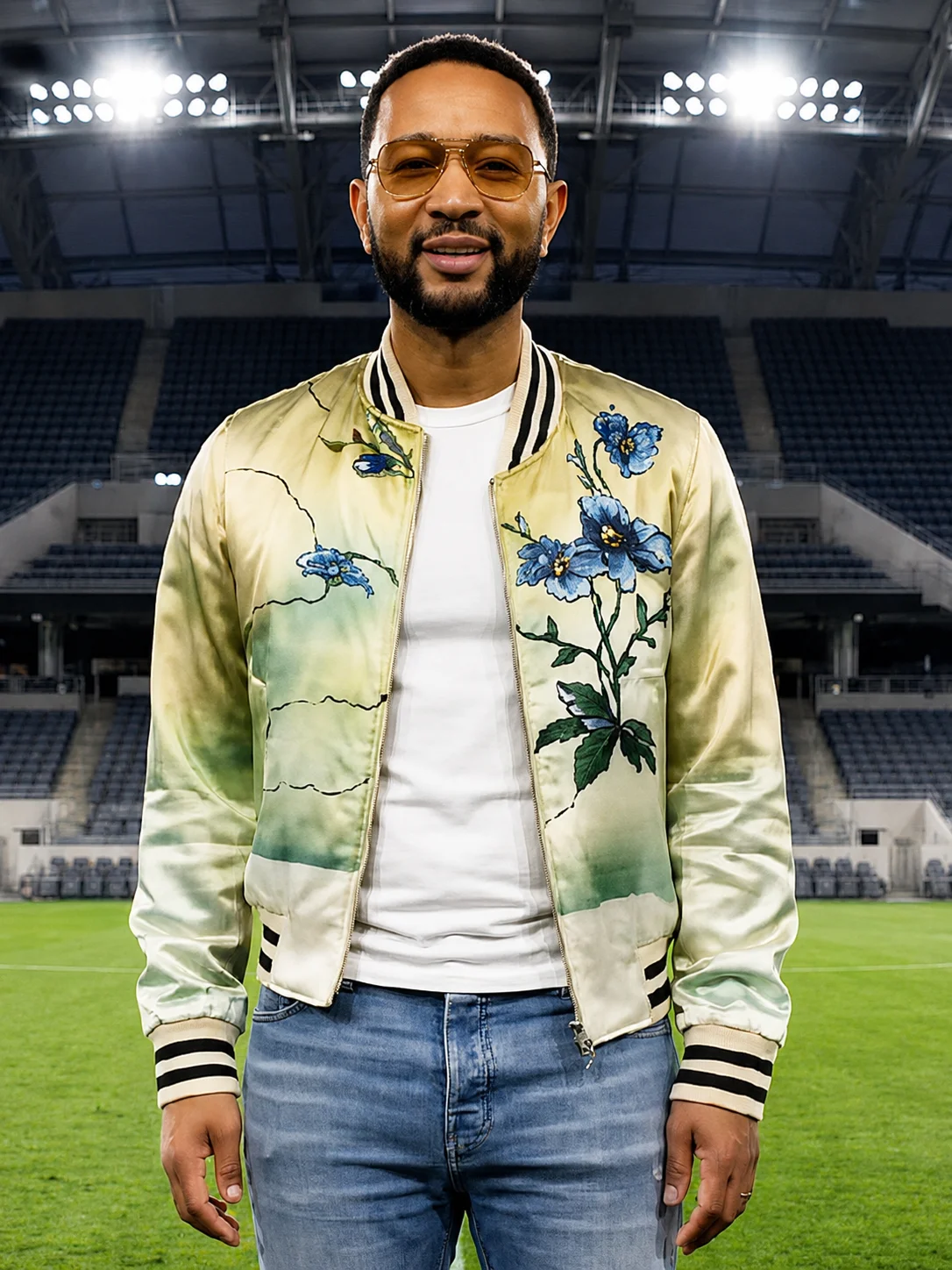 John Legend Floral Bomber Jacket LAFC vs Seattle Sounders Gameday