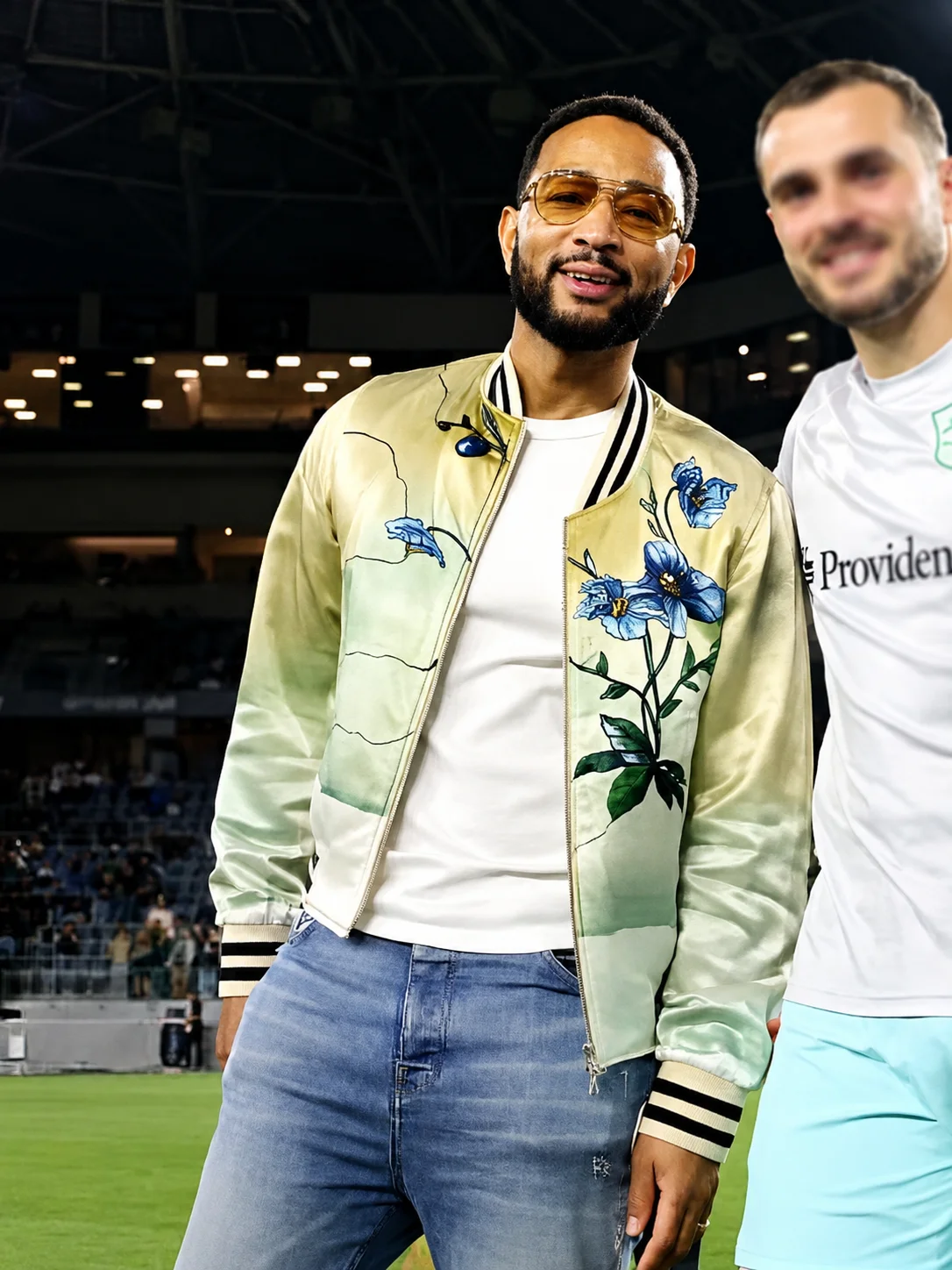 John Legend Floral Bomber Jacket LAFC vs Seattle Sounders Gameday