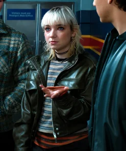 Julia Sarah Stone Off Campus S1 Green Leather Jacket