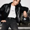 Jungkook Black Calvin Klein Leather Jacket