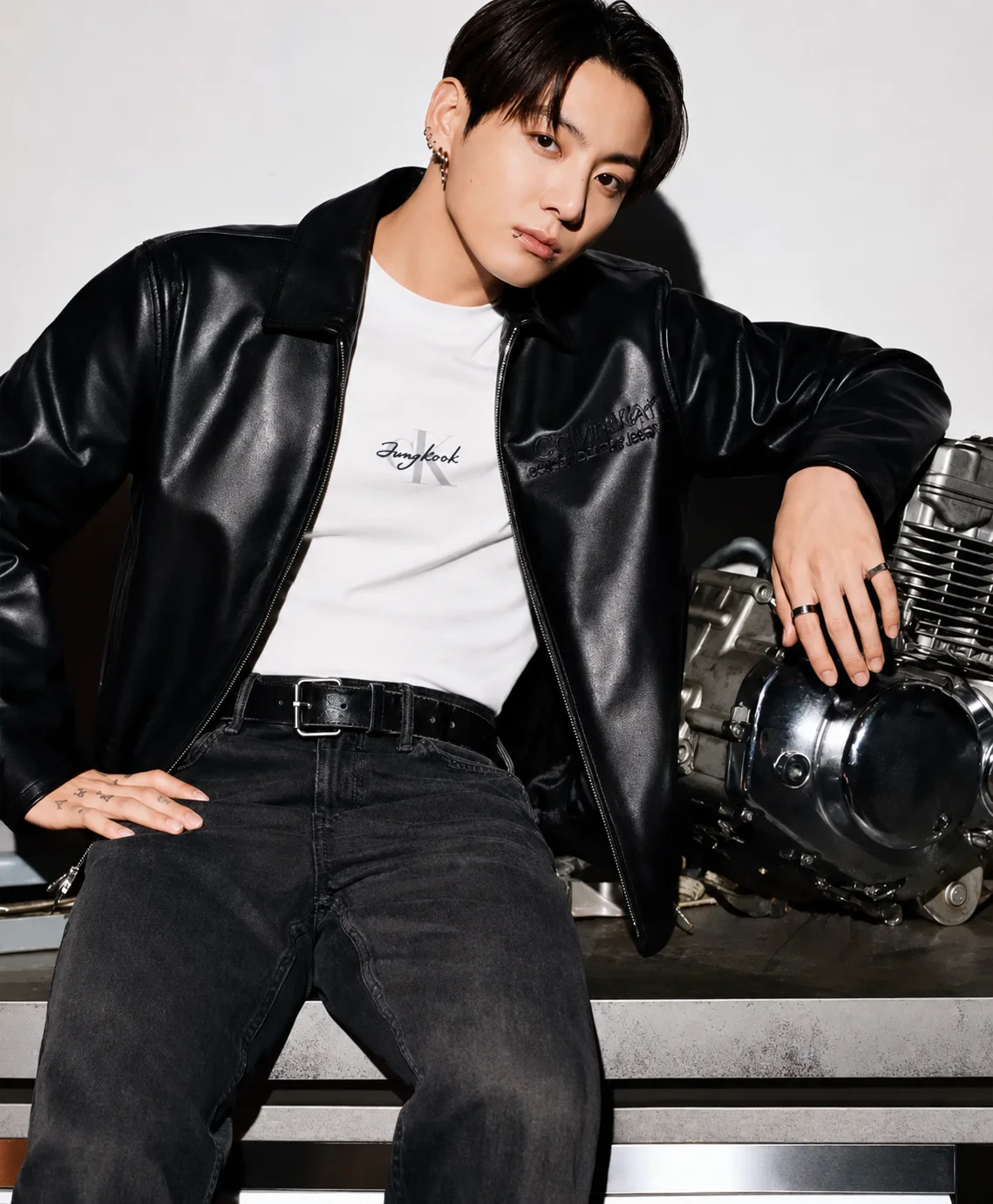 Jungkook Black Calvin Klein Leather Jacket
