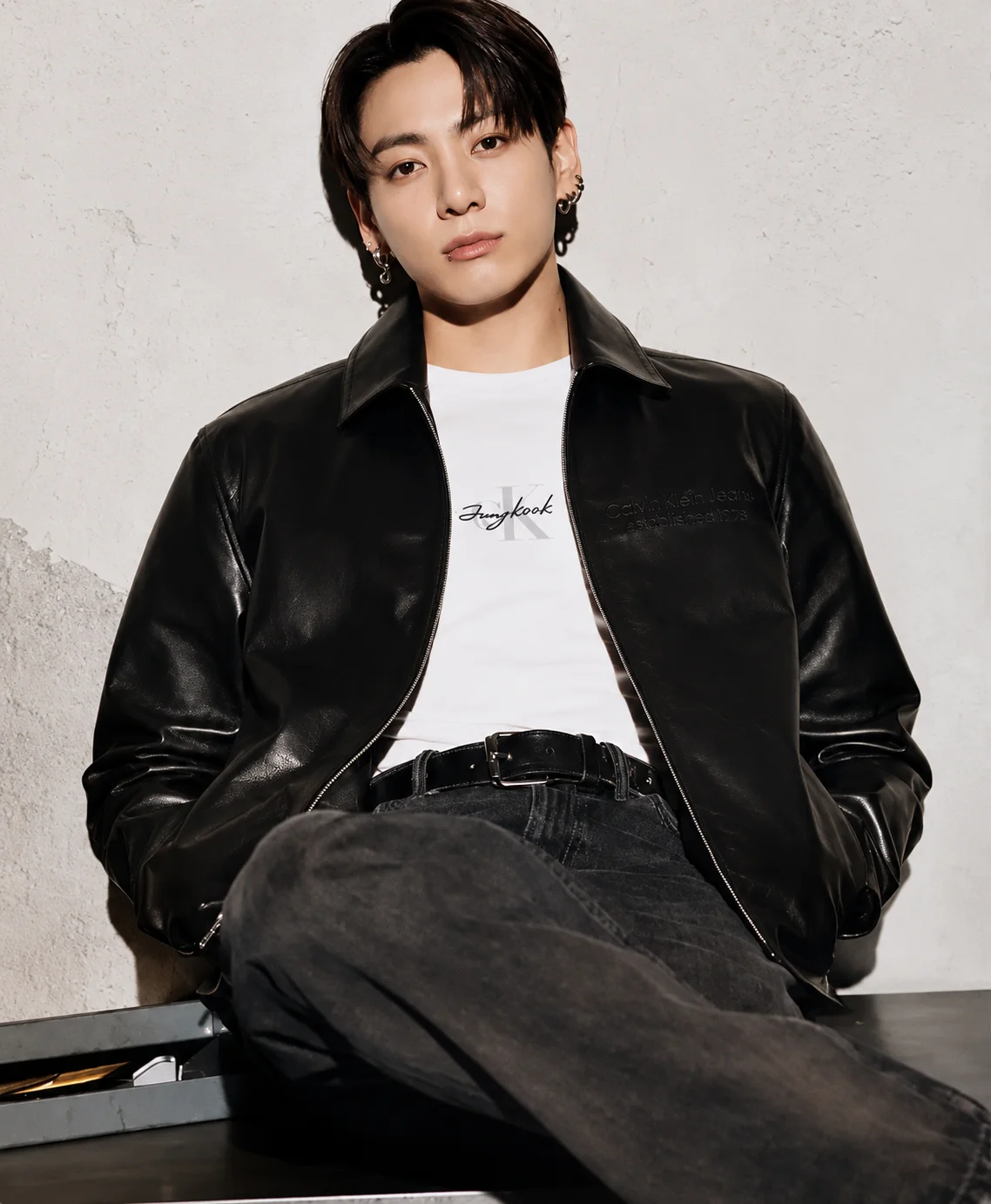 Jungkook Black Calvin Klein Leather Jacket