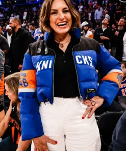 Mariska Hargitay Knicks vs. Cavaliers Game 2 Puffer Jacket