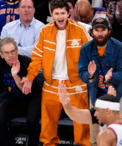 NBA Finals Game 3 Timothée Chalamet Knicks Orange Jacket