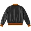 NY Knicks Cropped Leather Varsity Jacket