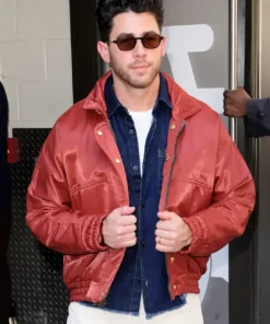 Nick Jonas NYC 2026 Red Bomber Jacket