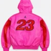 Pink Supreme x Jordan Hooded Leather Jacket