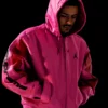 Pink Supreme x Jordan Hooded Leather Jacket