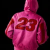 Pink Supreme x Jordan Hooded Leather Jacket