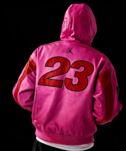 Pink Supreme x Jordan Hooded Leather Jacket