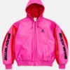 Pink Supreme x Jordan Hooded Leather Jacket