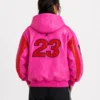 Pink Supreme x Jordan Hooded Leather Jacket