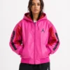 Pink Supreme x Jordan Hooded Leather Jacket