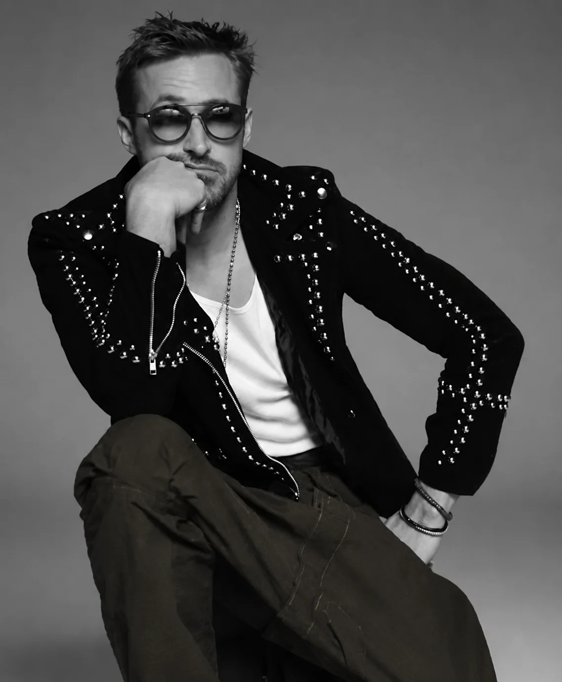 SNL Ryan Gosling Studded Leather Jacket