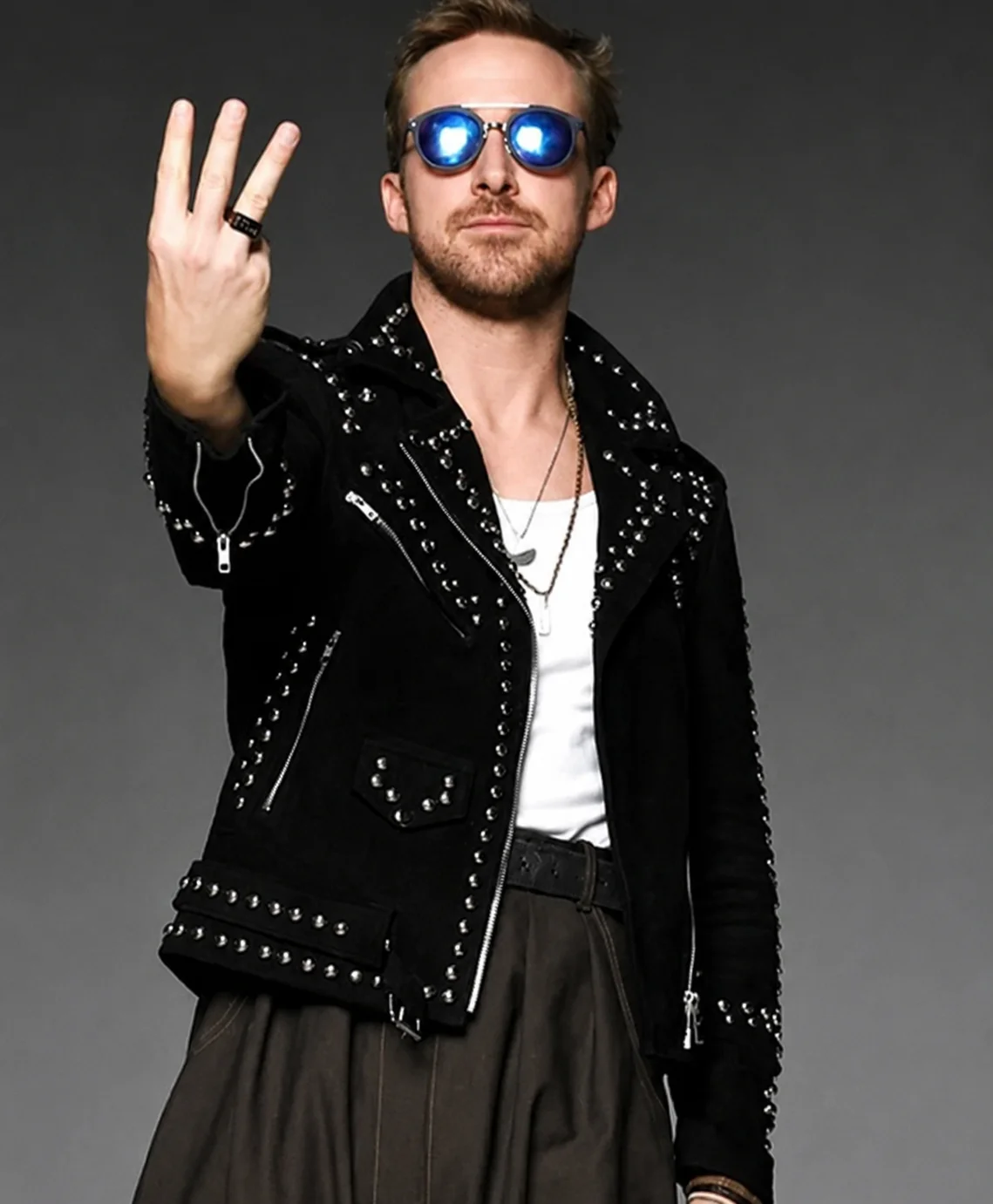 SNL Ryan Gosling Studded Leather Jacket