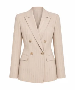 The Neighborhood S8 Beth Behrs Beige Striped Blazer