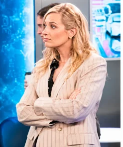 The Neighborhood S8 Beth Behrs Beige Striped Blazer