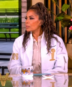 The View 2026 Sunny Hostin NBA Finals White Varsity Jacket
