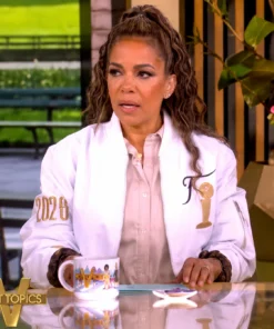 The View 2026 Sunny Hostin NBA Finals White Varsity Jacket