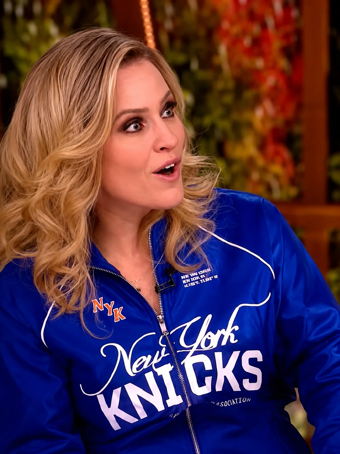 The View Sara Haines Knicks Crop Track Jacket