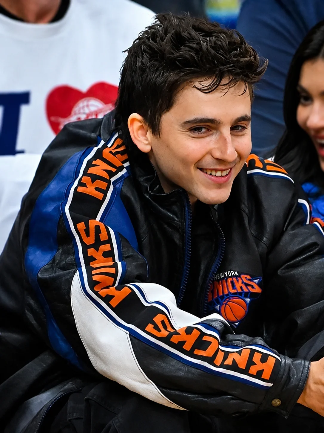 Timothée Chalamet Knicks vs Cavaliers Gameday Leather Jacket