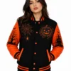 2026 Halloween Horror Jack-o-Lantern Black and Orange Varsity Jacket For Men & Women