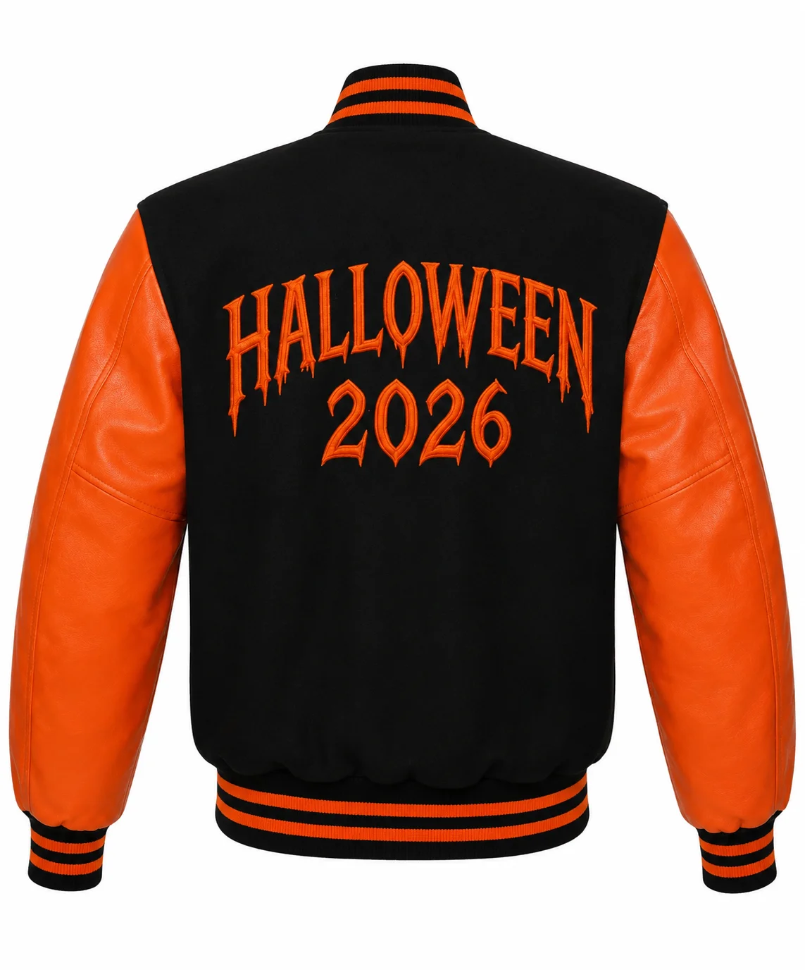 2026 Halloween Horror Jack-o-Lantern Black and Orange Varsity Jacket For Men & Women