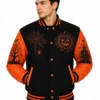 2026 Halloween Horror Jack-o-Lantern Black and Orange Varsity Jacket For Men & Women