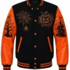2026 Halloween Horror Jack-o-Lantern Black and Orange Varsity Jacket For Men & Women