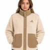 Adidas Beige and Brown Snap Front Sherpa Jacket For Men & Women