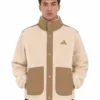 Adidas Beige and Brown Snap Front Sherpa Jacket For Men & Women