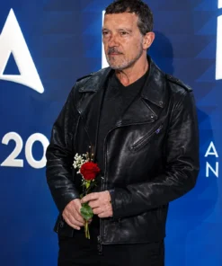 Antonio Banderas Black Leather Jacket