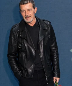 Antonio Banderas Black Leather Jacket