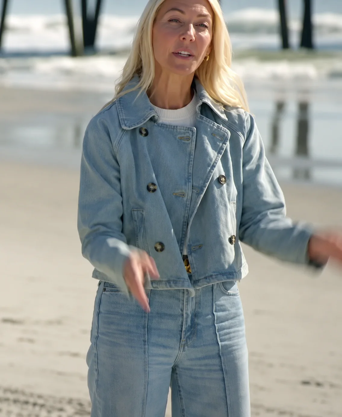 Battle On The Beach Sarah Baeumler Denim Trench Jacket