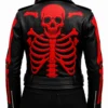 Black Leather Red Skeleton Bones Jacket
