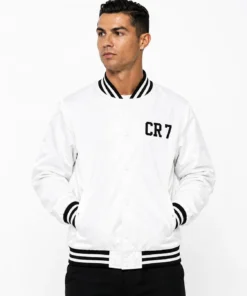 Cr7 White Bomber Jacket